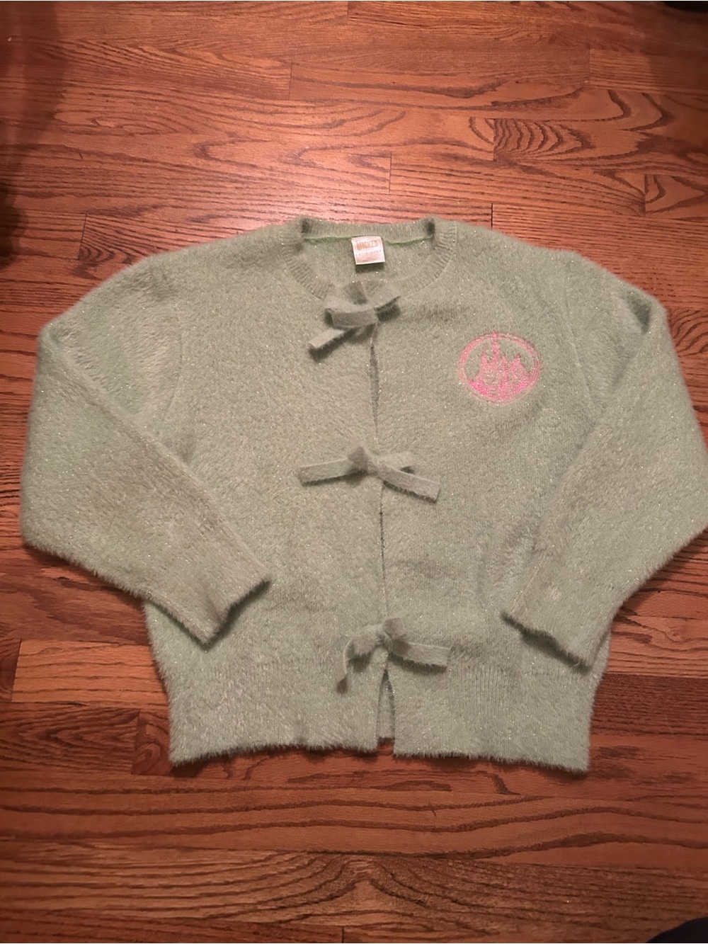 Wicked Katie Kime Girl’s 14-XL Textured Soft Light Green Cardigan W/ Tie Details